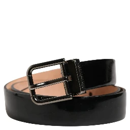 Men Black Classic Leather Metal Buckle Belt