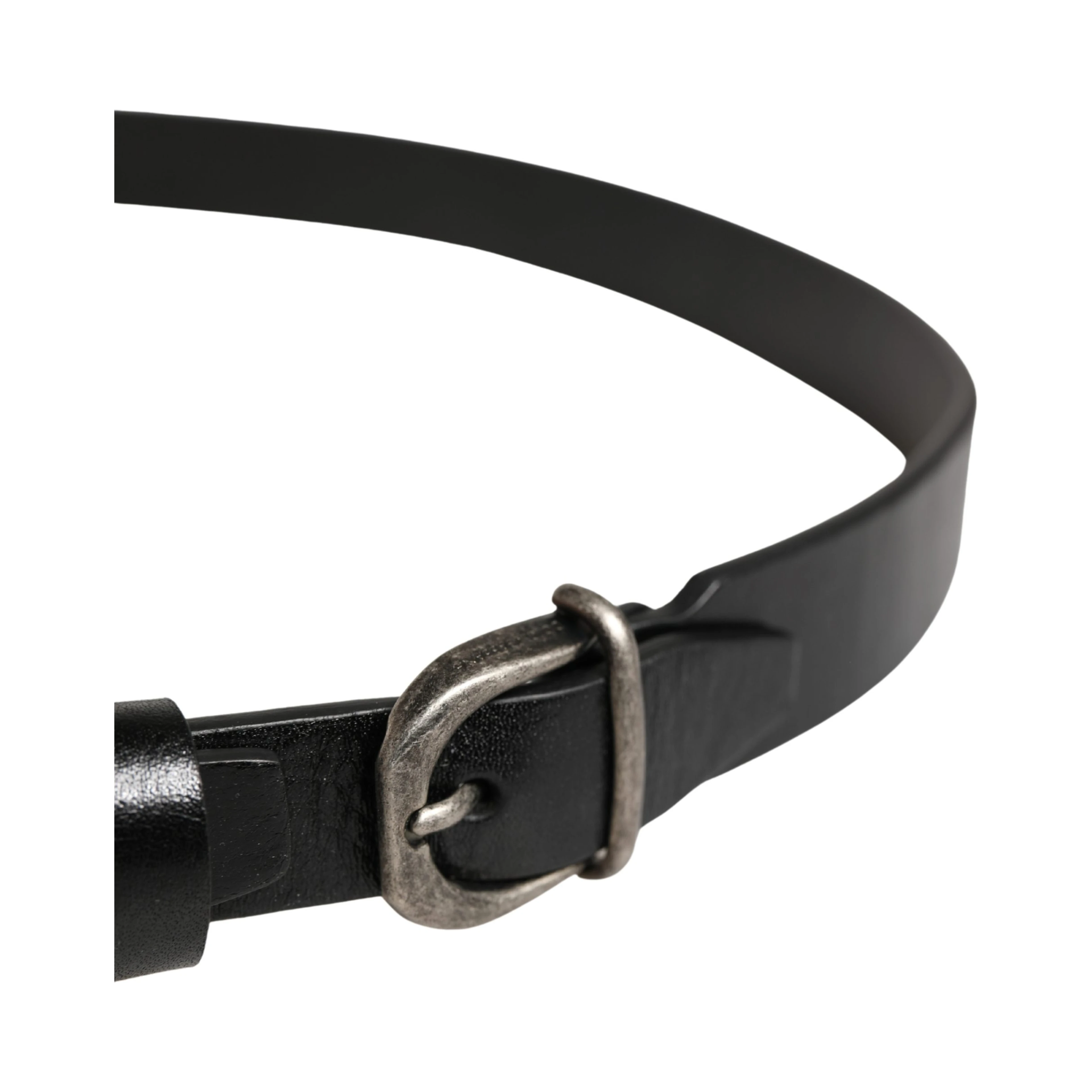 Men Black Classic Leather Logo Buckle Belt