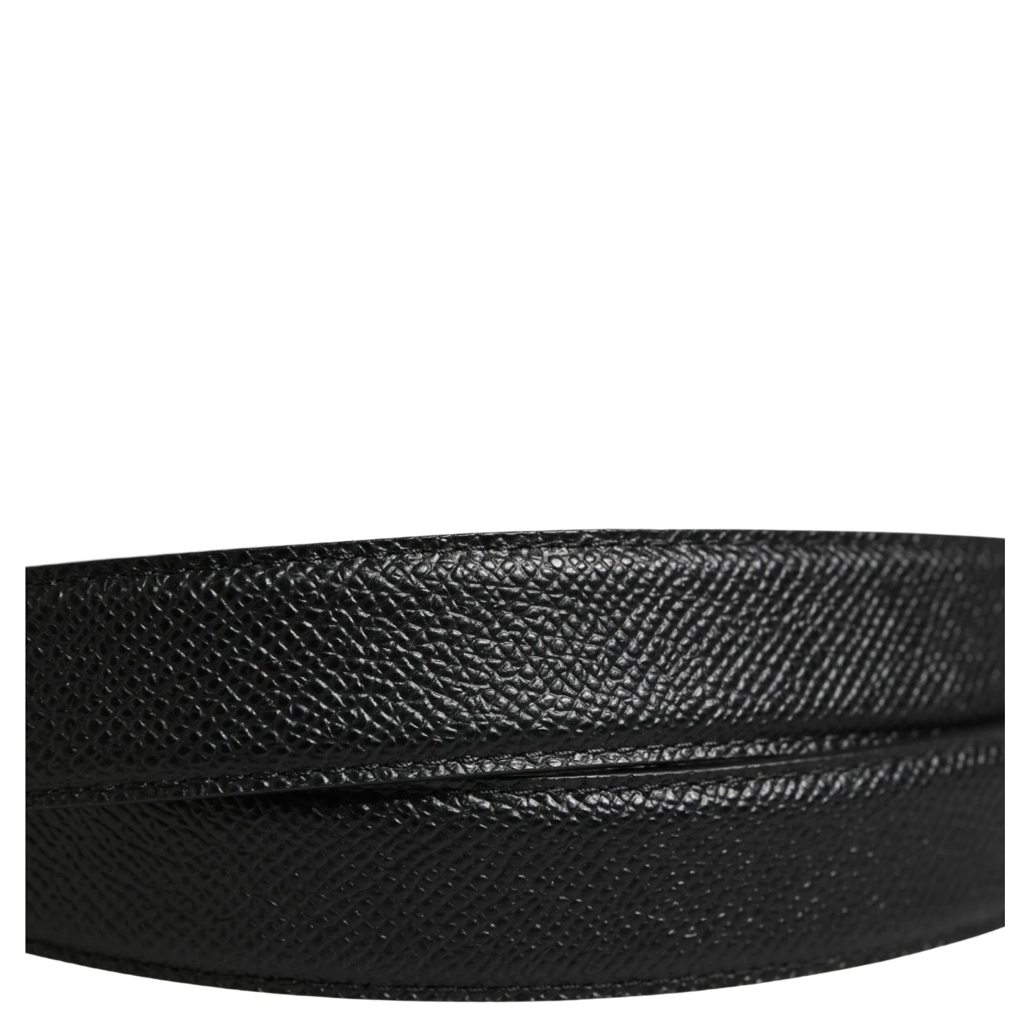 Men Black Calf Leather Logo Metal Buckle Belt