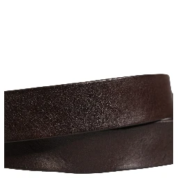 Men Brown Leather Logo Metal Buckle Belt