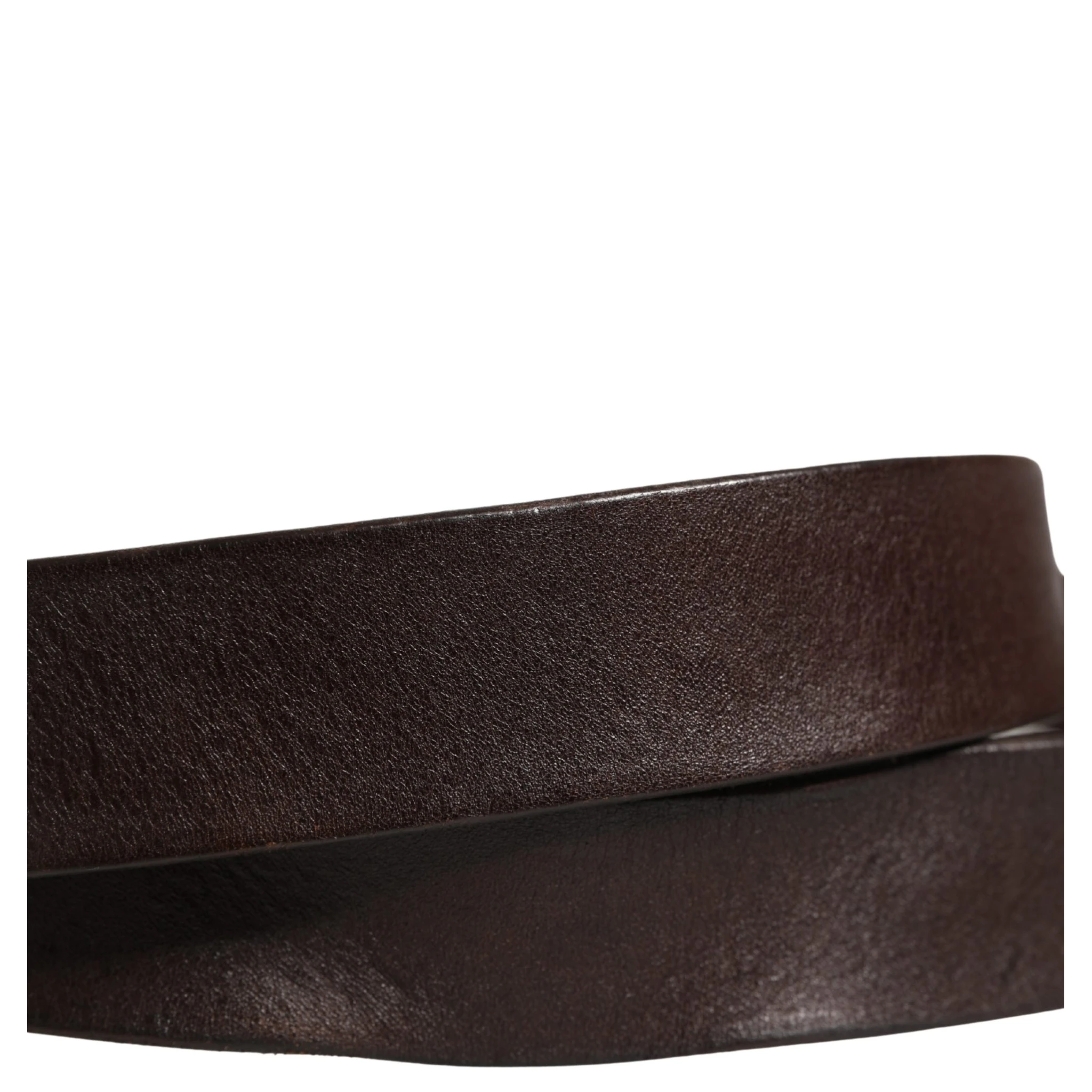 Men Brown Leather Logo Metal Buckle Belt