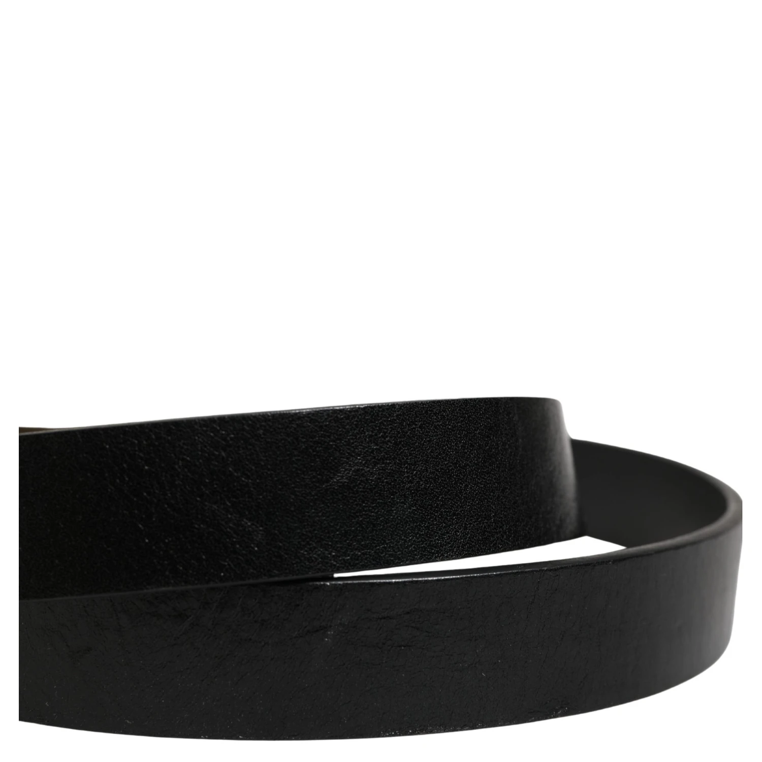 Men Black Classic Leather Logo Buckle Belt