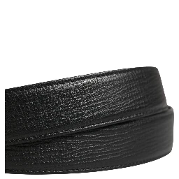Men Black Classic Leather Metal Buckle Belt