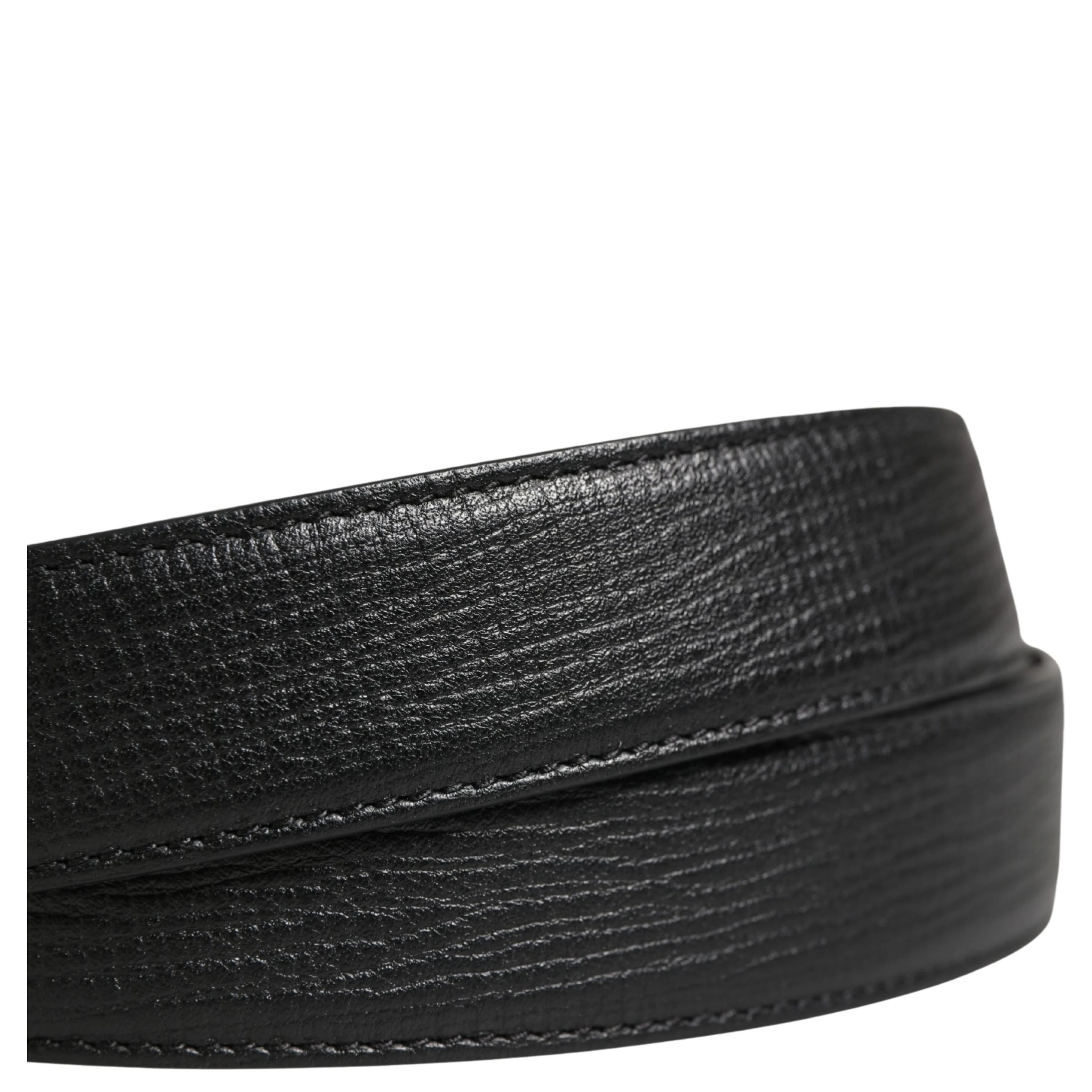 Men Black Classic Leather Metal Buckle Belt