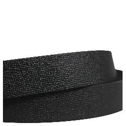 Men Black Calf Leather Metal Buckle Belt