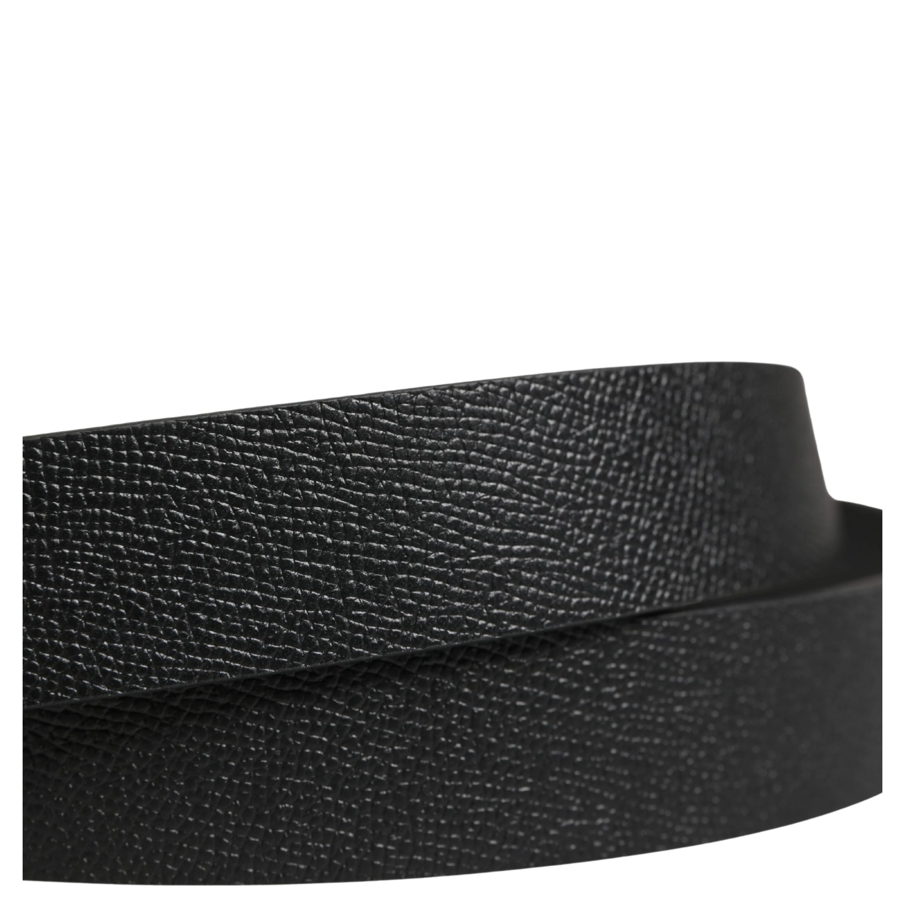 Men Black Calf Leather Metal Buckle Belt