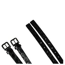 Black Double Strap Leather Silver Buckle Belt