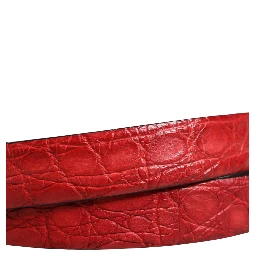 Men Red Exotic Leather Metal Buckle Belt