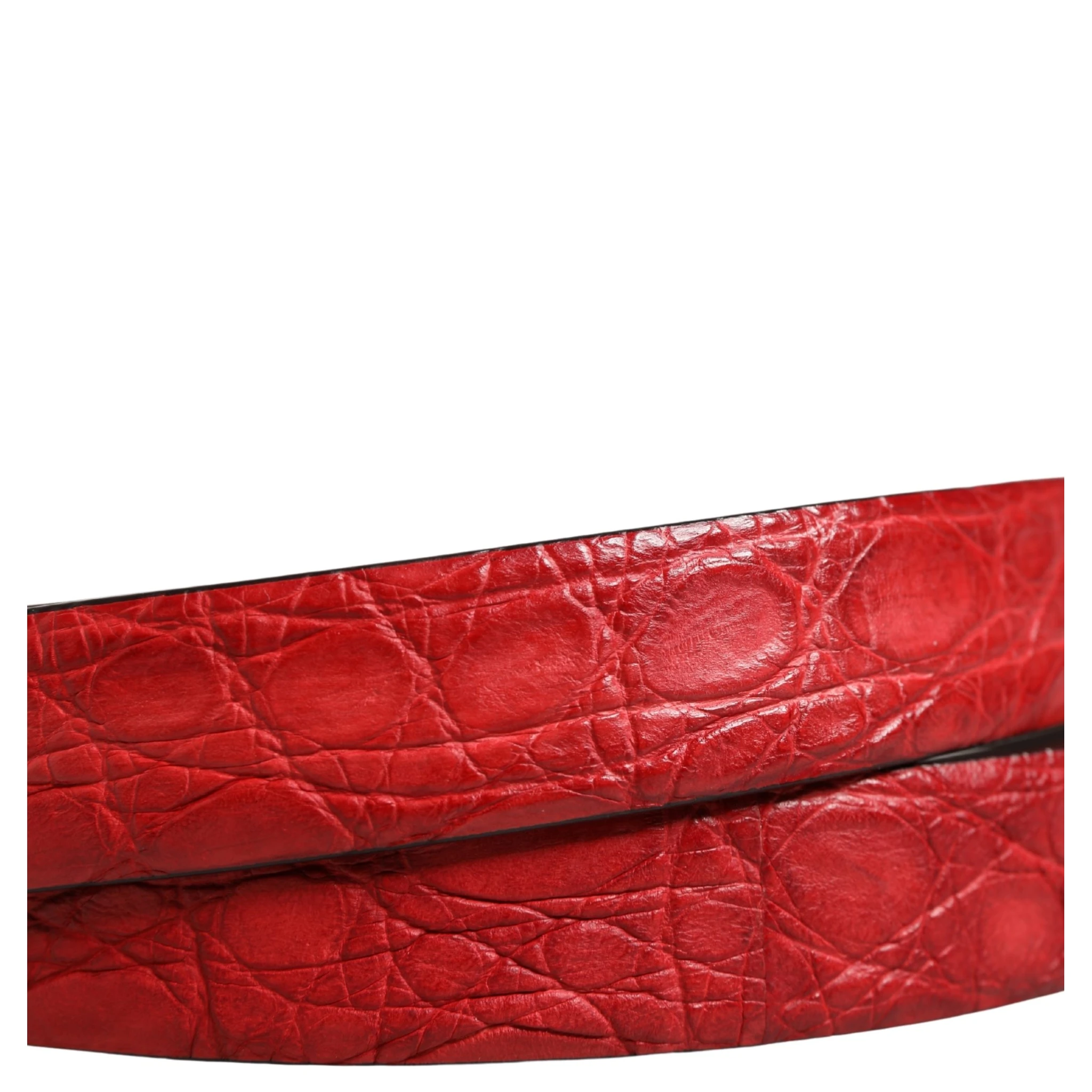 Men Red Exotic Leather Metal Buckle Belt