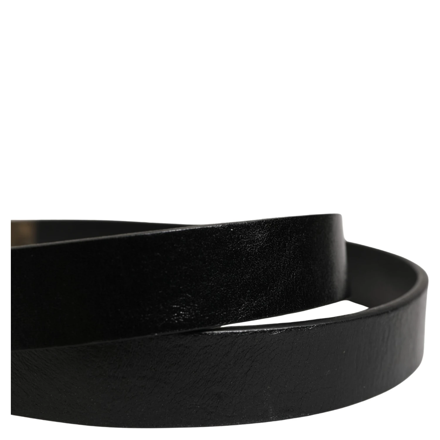 Men Black Classic Leather Logo Buckle Belt