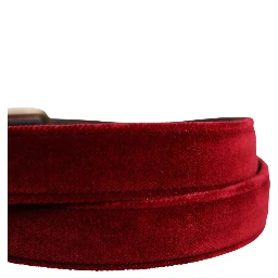 Men Burgundy Velvet Cotton Metal Buckle Belt
