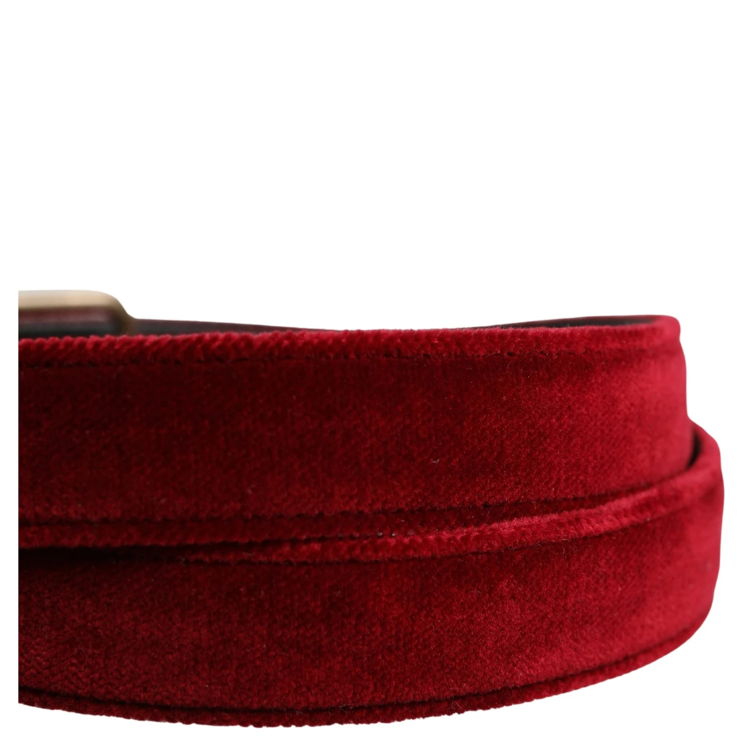 Men Burgundy Velvet Cotton Metal Buckle Belt