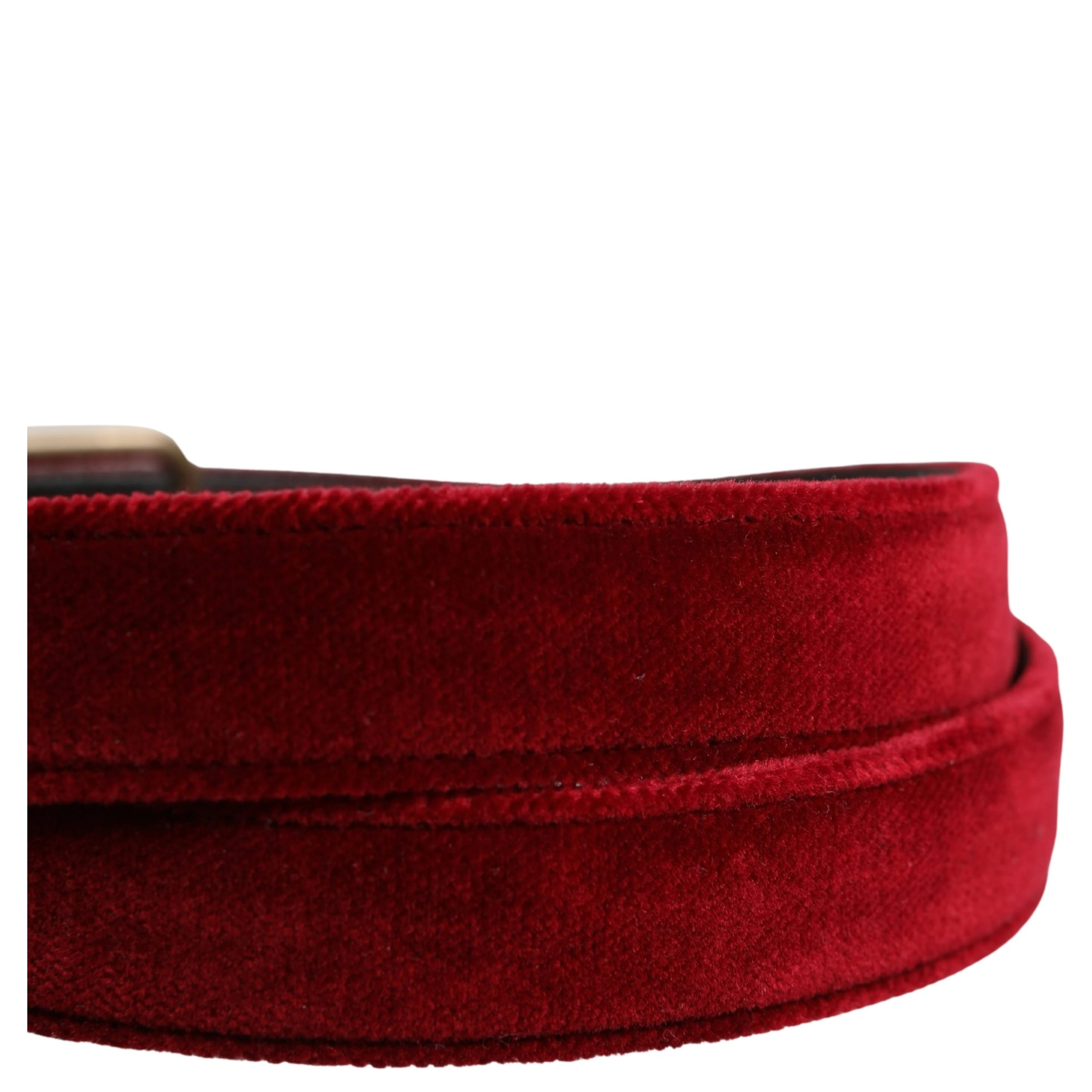 Men Burgundy Velvet Cotton Metal Buckle Belt