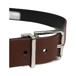 Men Brown Classic Leather Metal Buckle Belt