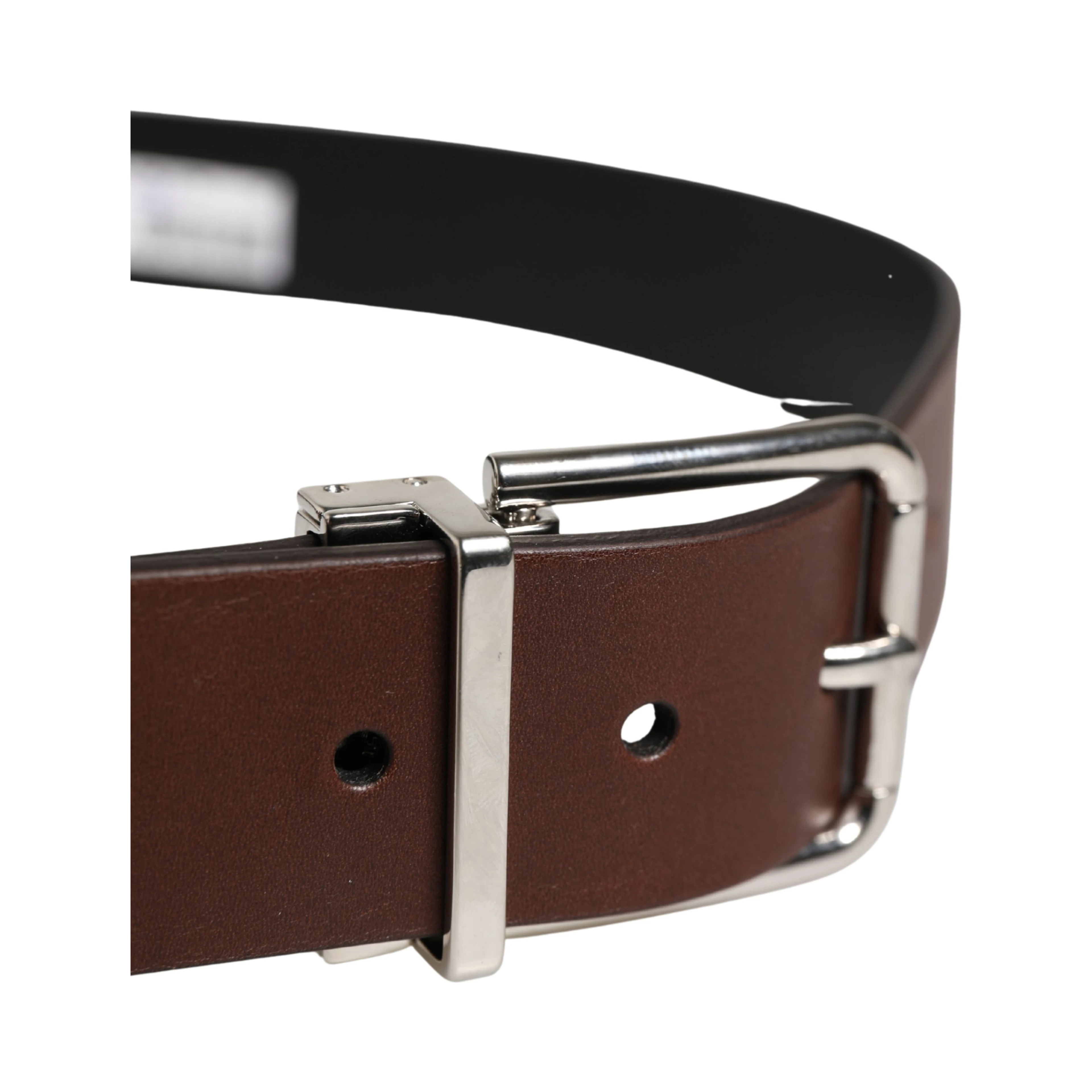 Men Brown Classic Leather Metal Buckle Belt