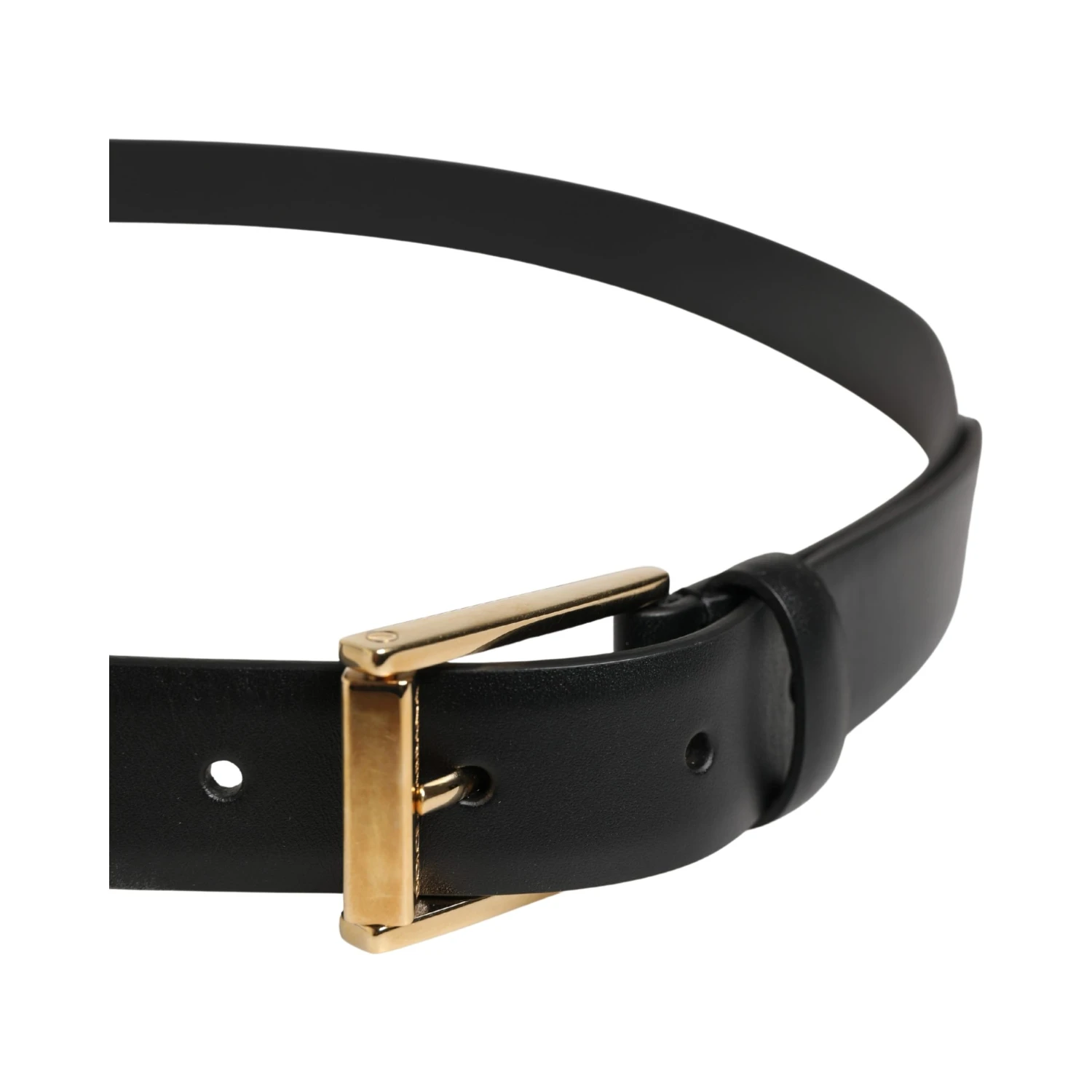 Men Black Classic Leather Metal Buckle Belt