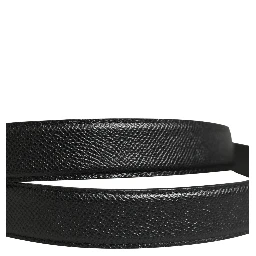 Men Black Calf Leather Logo Metal Buckle Belt
