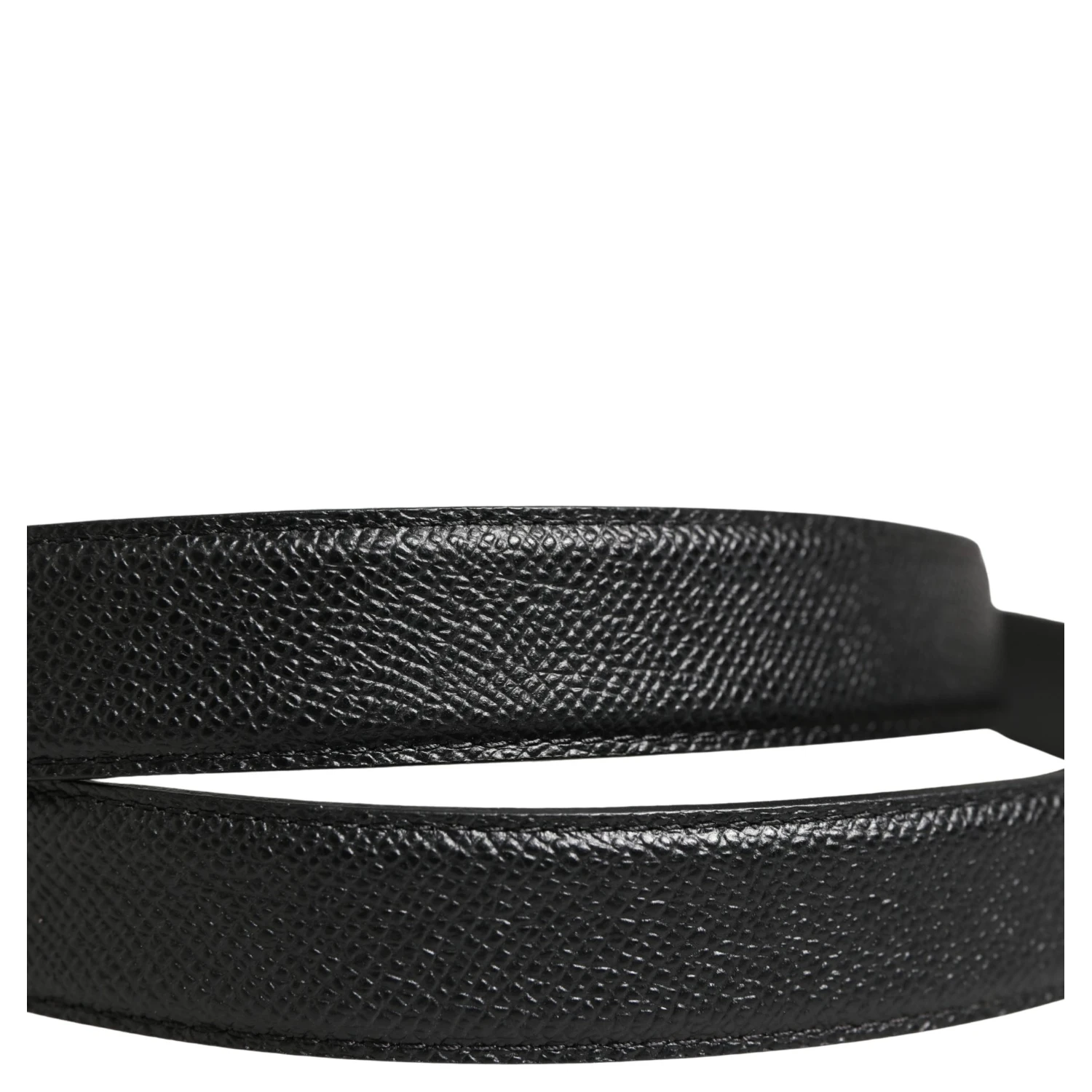 Men Black Calf Leather Logo Metal Buckle Belt