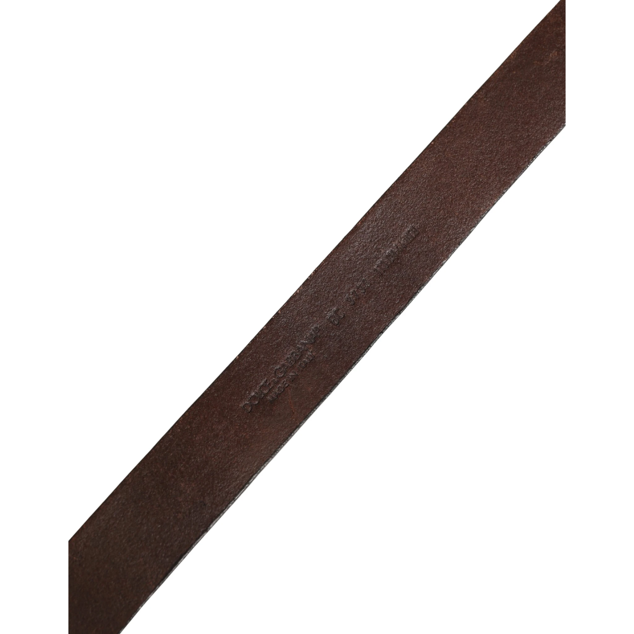 Men Brown Leather Logo Metal Buckle Belt