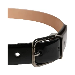 Men Black Classic Leather Metal Buckle Belt
