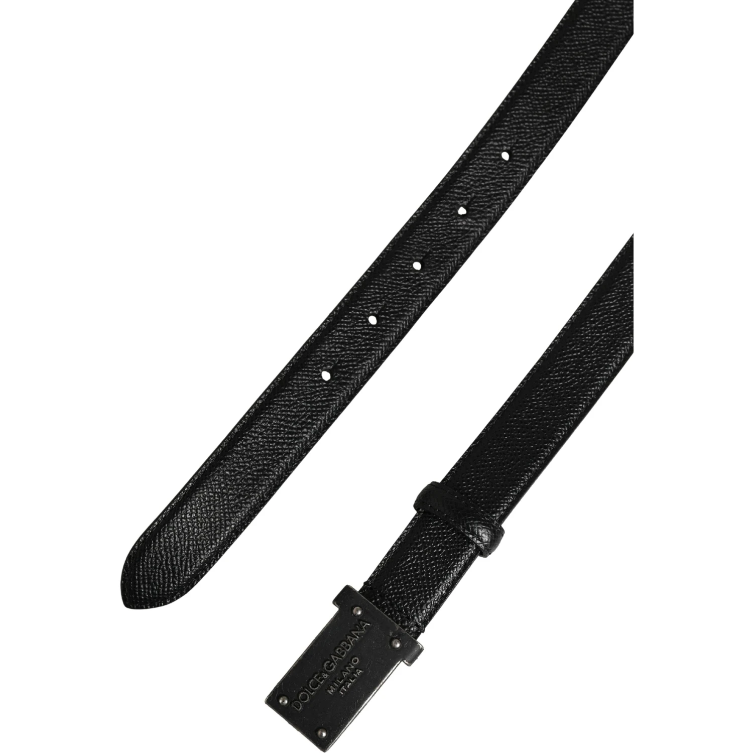 Men Black Calf Leather Logo Metal Buckle Belt