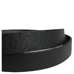 Men Black Calfskin Leather Square Buckle Belt