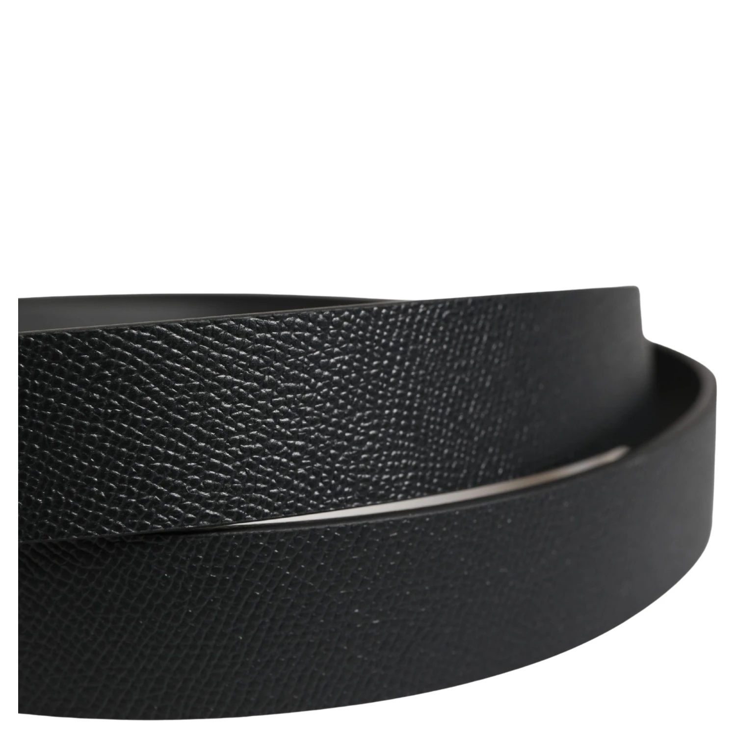 Men Black Calfskin Leather Square Buckle Belt