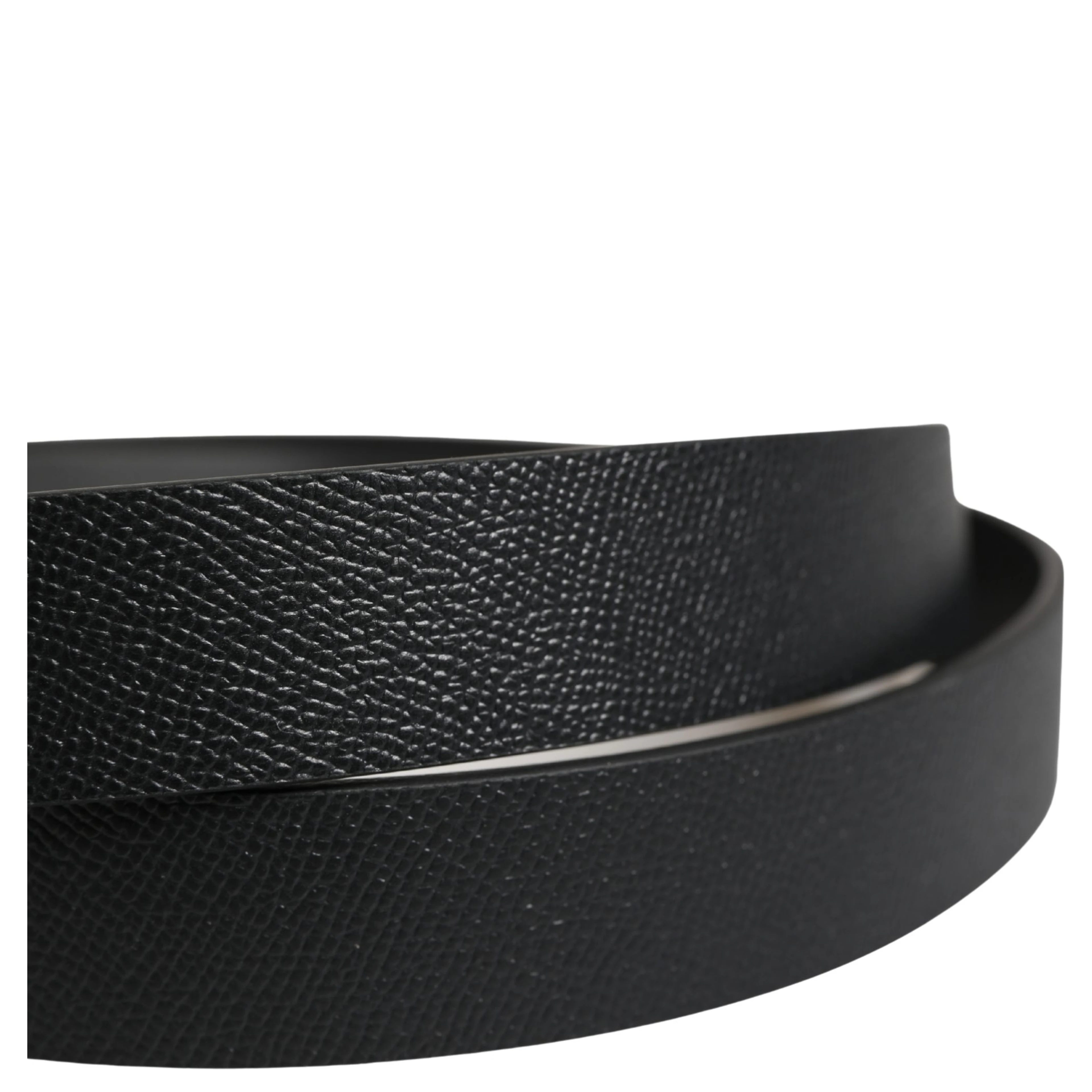 Men Black Calfskin Leather Square Buckle Belt