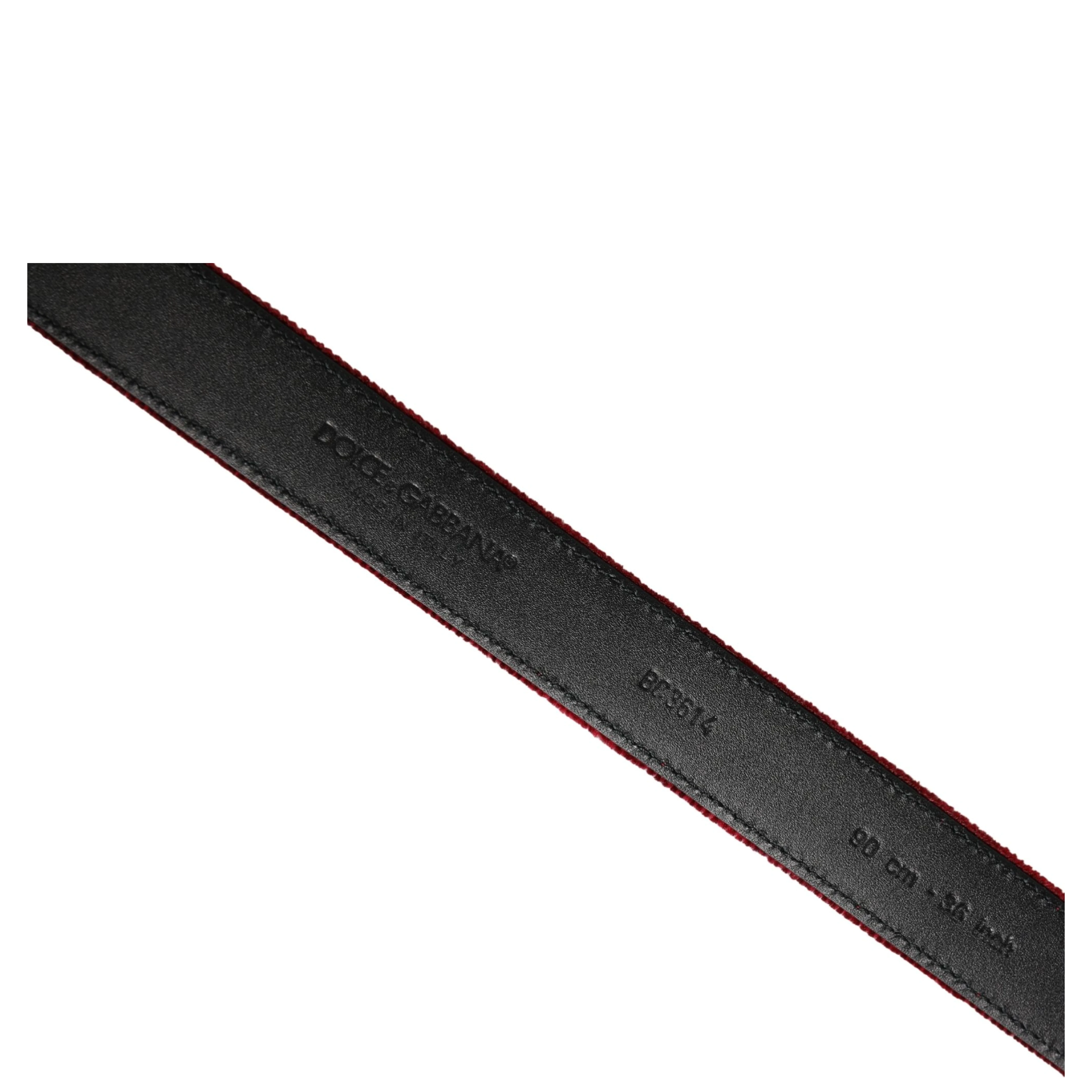 Men Burgundy Velvet Cotton Metal Buckle Belt