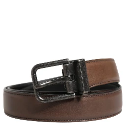 Men Brown Classic Leather Metal Buckle Belt