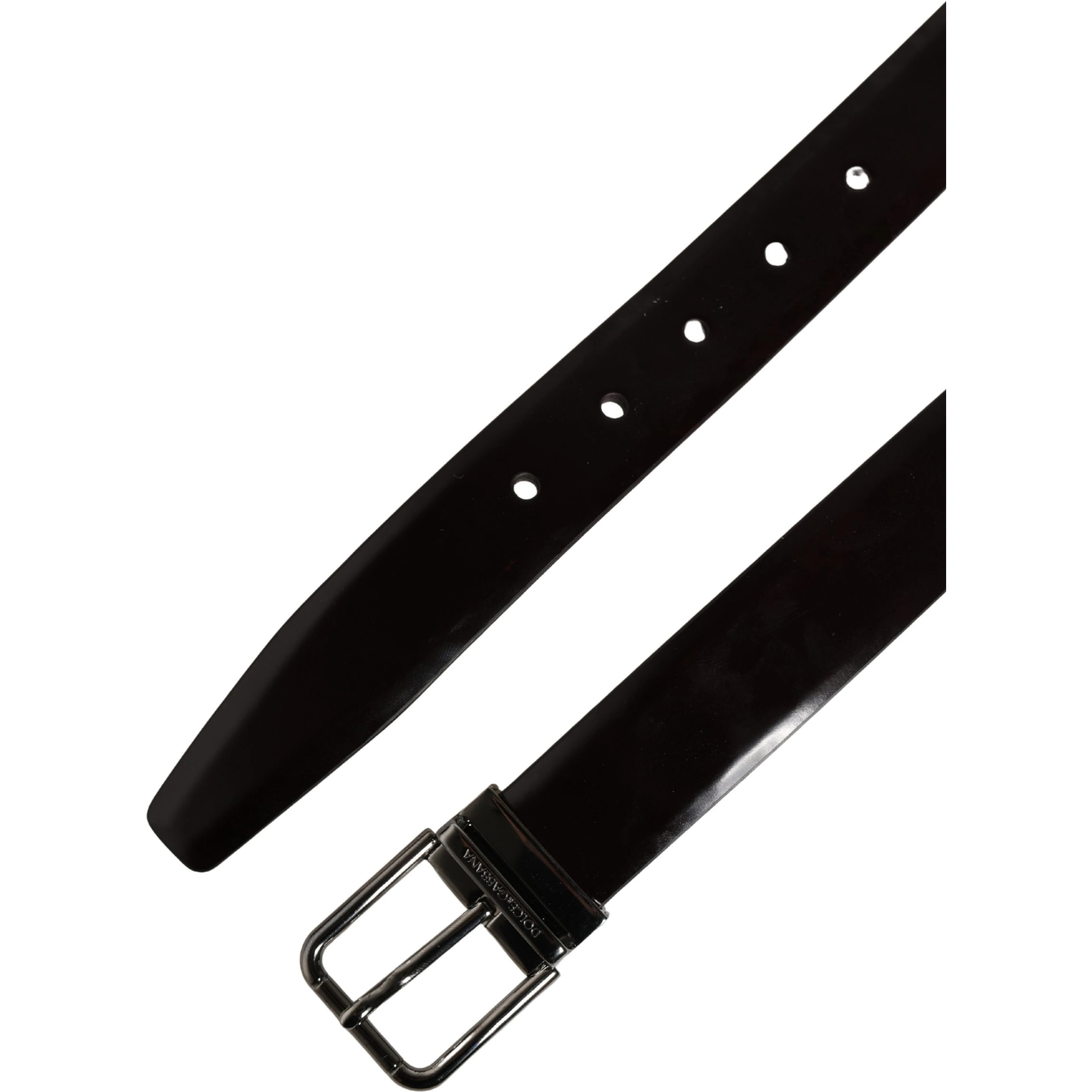 Men Black Calfskin Leather Metal Buckle Belt