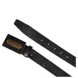 Men Black Calf Leather Metal Buckle Belt