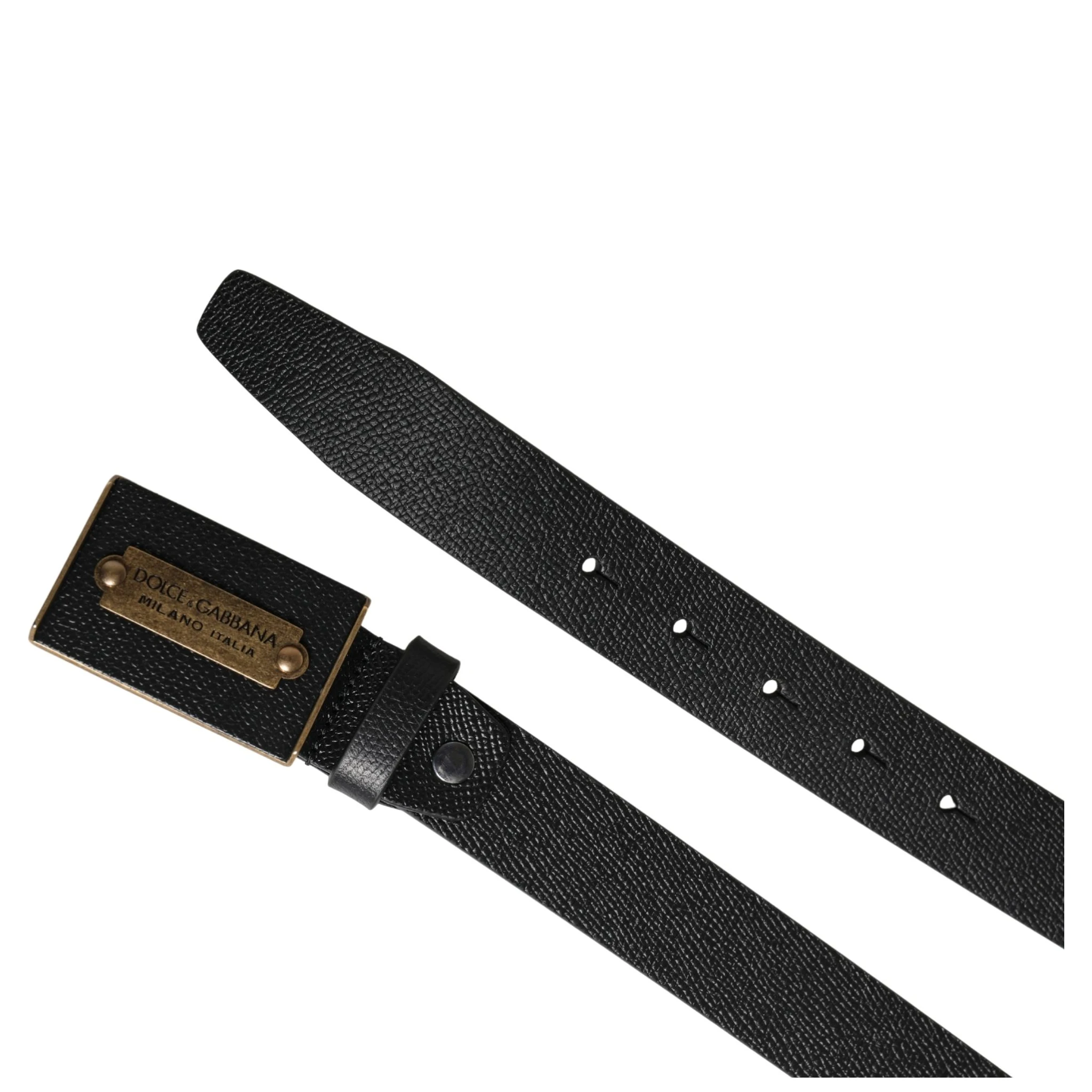 Men Black Calf Leather Metal Buckle Belt