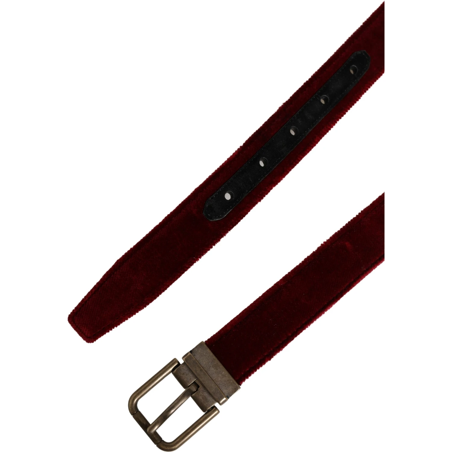 Men Burgundy Velvet Cotton Metal Buckle Belt