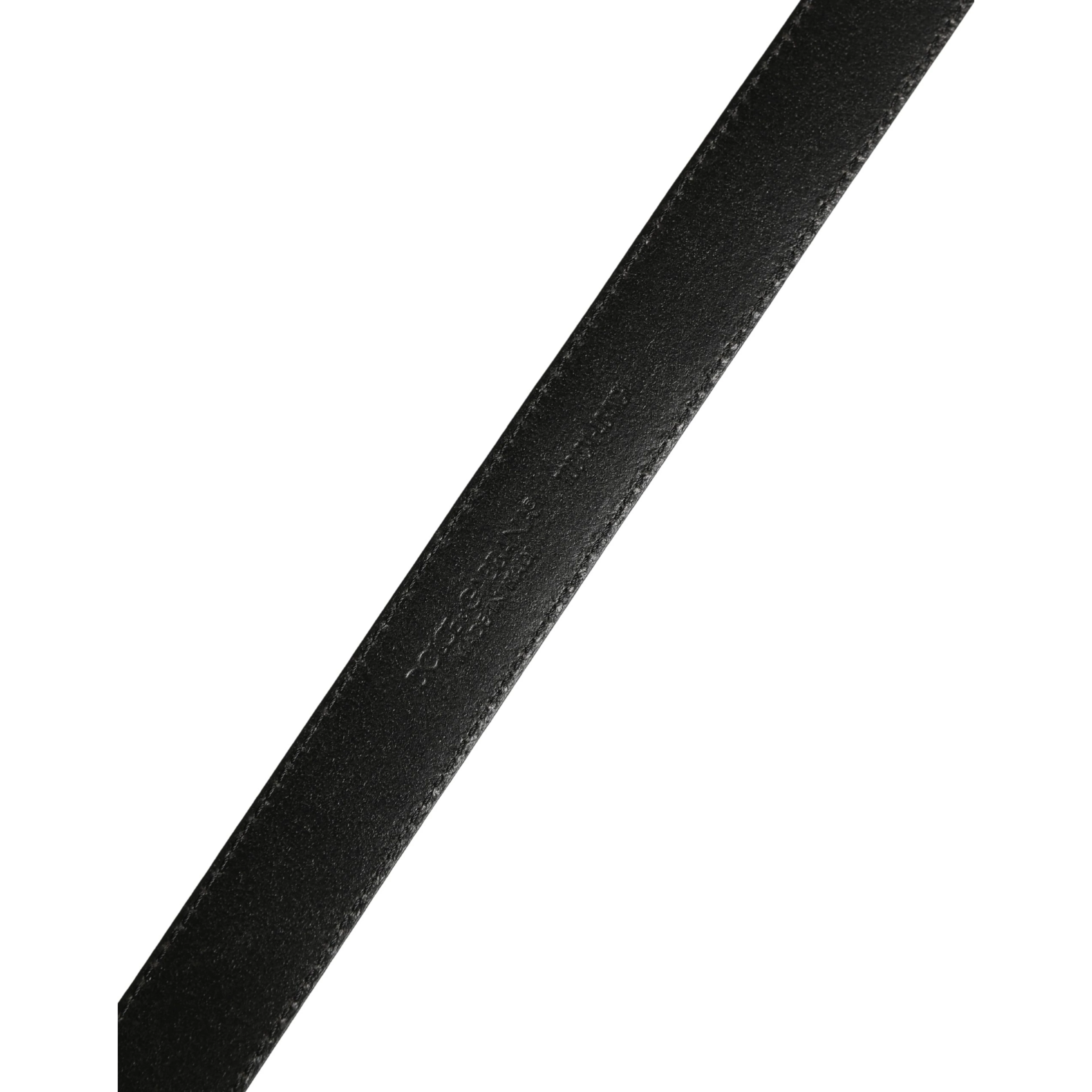 Men Black Calf Leather Logo Metal Buckle Belt