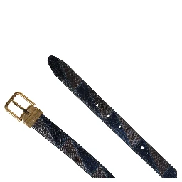 Men Multicolor Leather Metal Buckle Belt