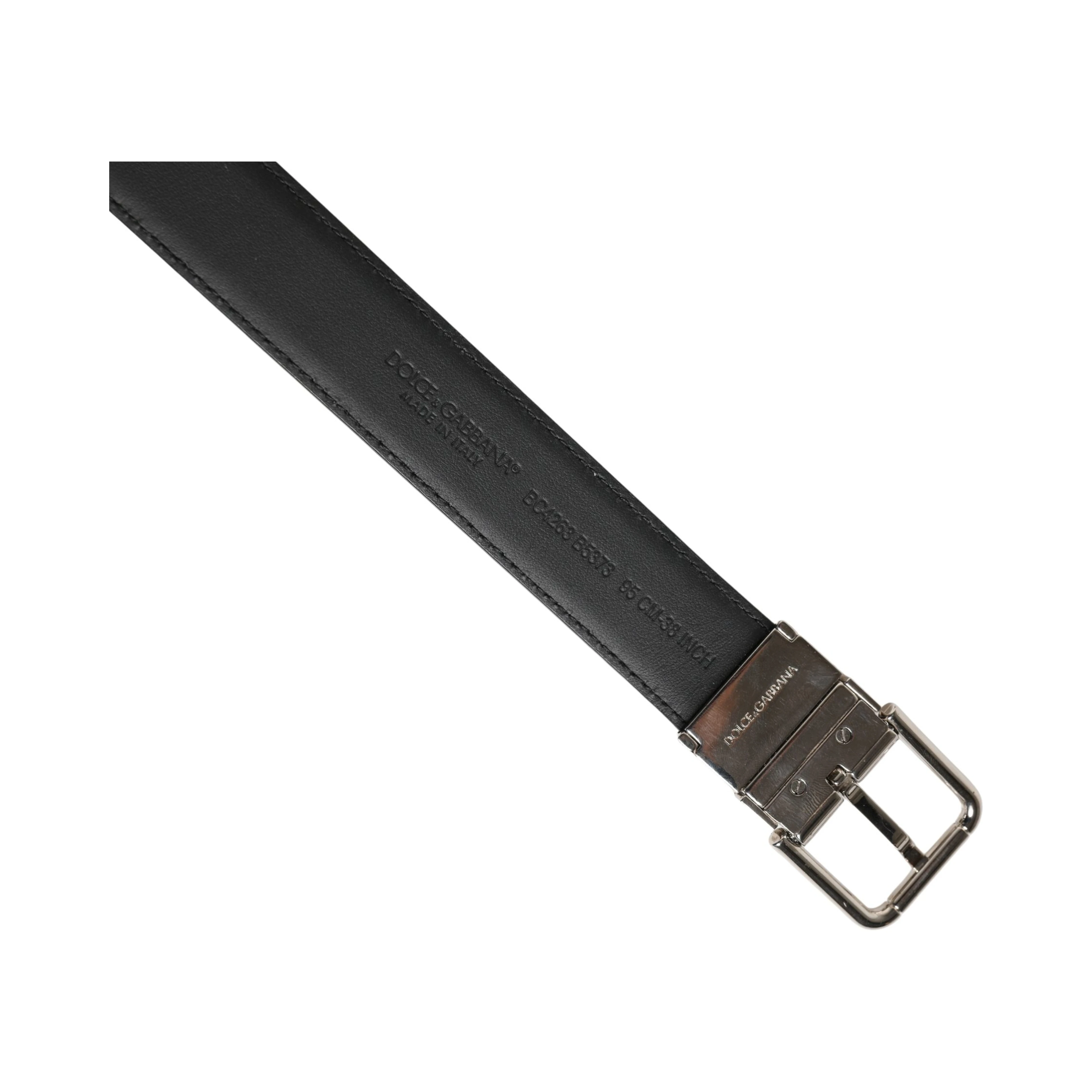 Men Black Classic Leather Metal Buckle Belt