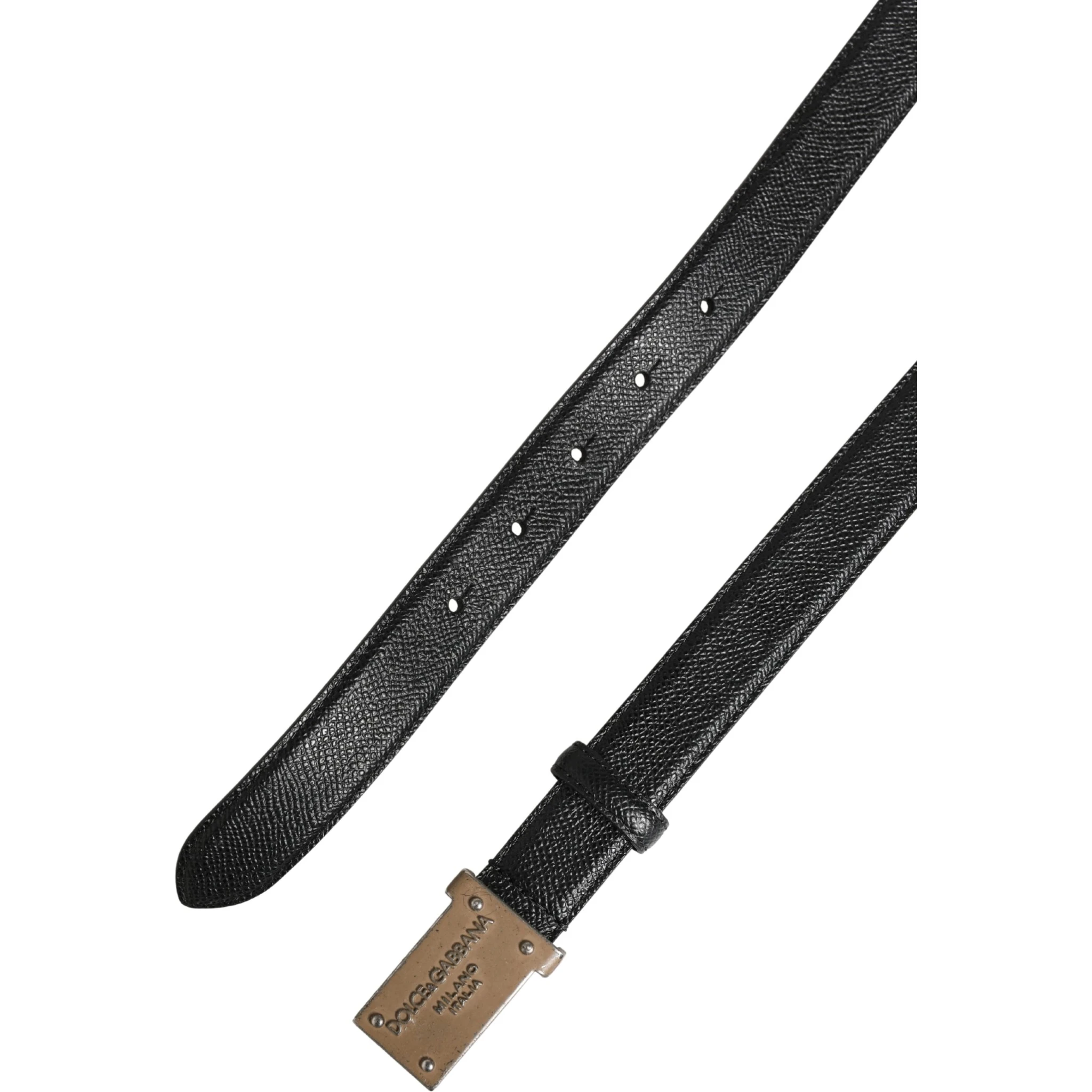 Men Black Calf Leather Logo Metal Buckle Belt