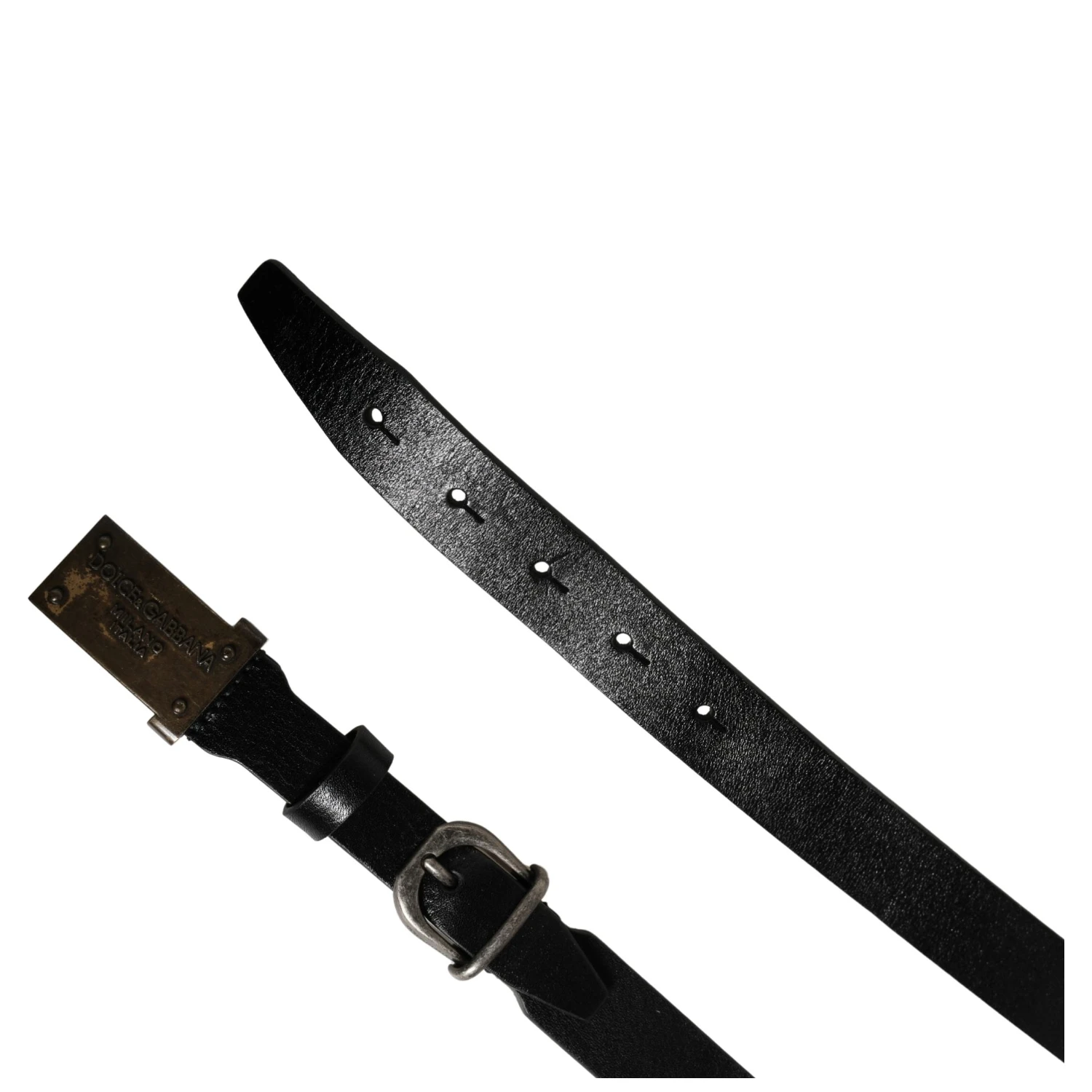 Men Black Classic Leather Logo Buckle Belt