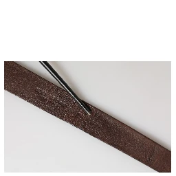 Men Brown Leather Logo Metal Buckle Belt
