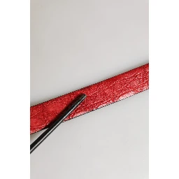 Men Red Exotic Leather Metal Buckle Belt