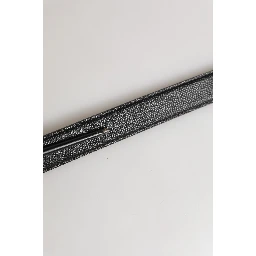 Men Black Calf Leather Logo Metal Buckle Belt