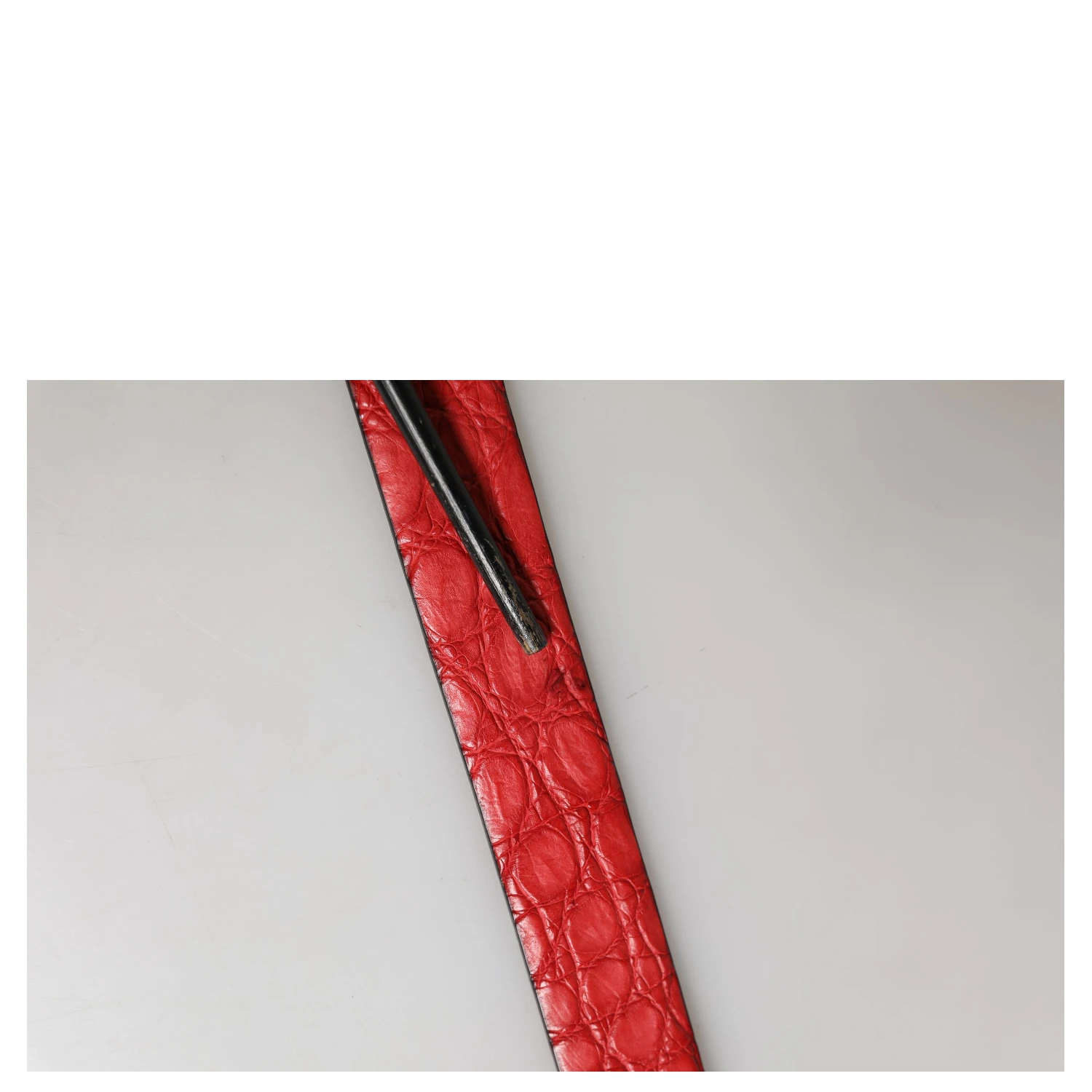 Men Red Exotic Leather Metal Buckle Belt