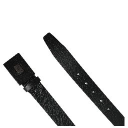 Men Black Calfskin Leather Square Buckle Belt