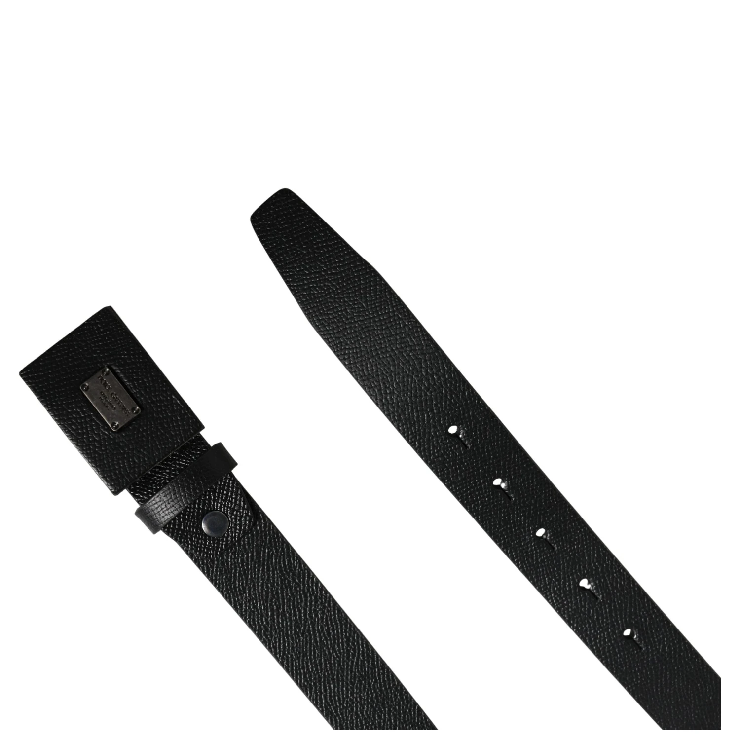 Men Black Calfskin Leather Square Buckle Belt