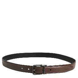 Men Brown Classic Leather Metal Buckle Belt