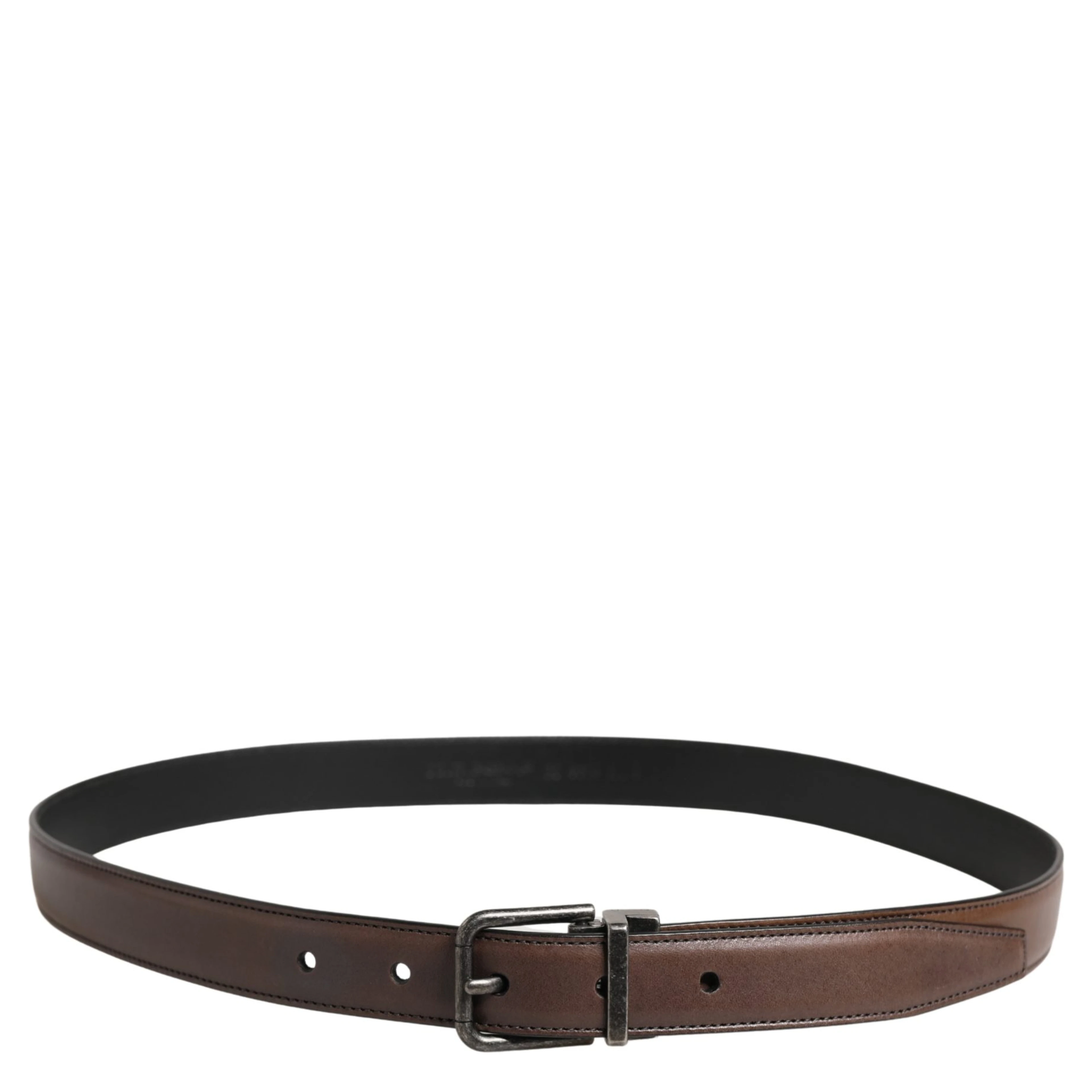 Men Brown Classic Leather Metal Buckle Belt