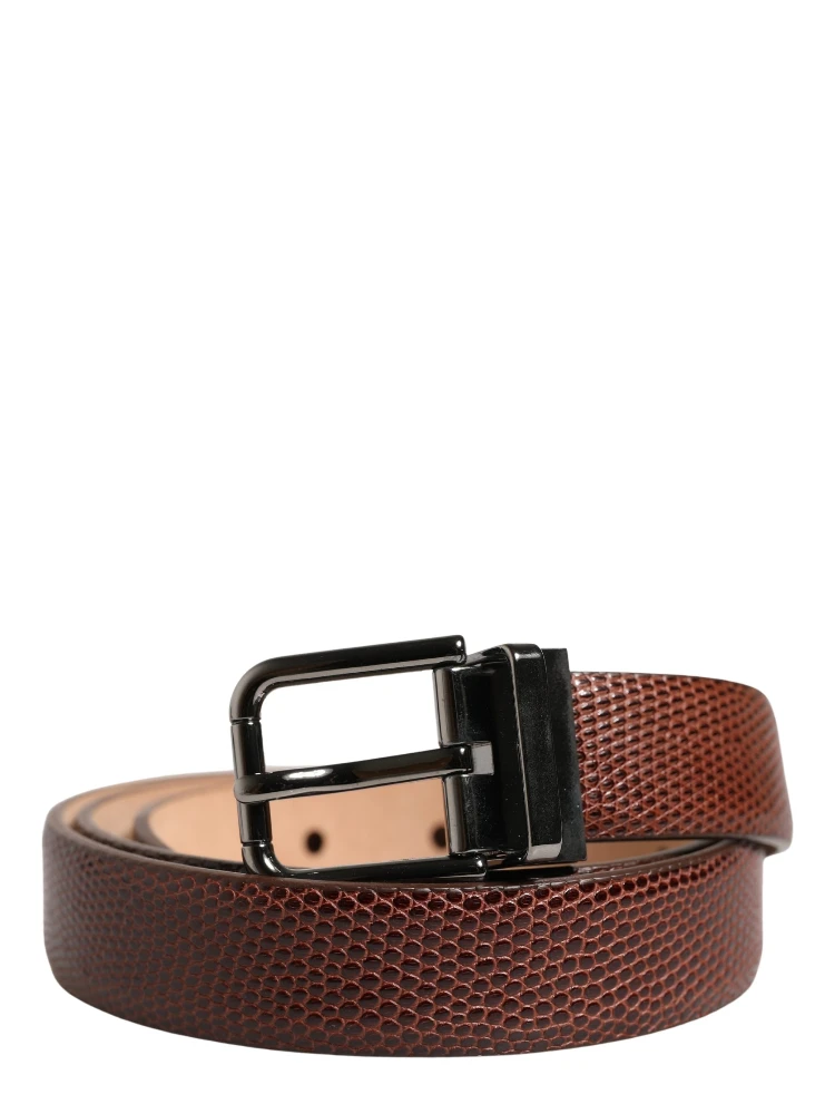 Men Brown Goatskin Leather Metal Buckle Belt