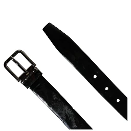 Men Black Classic Leather Metal Buckle Belt