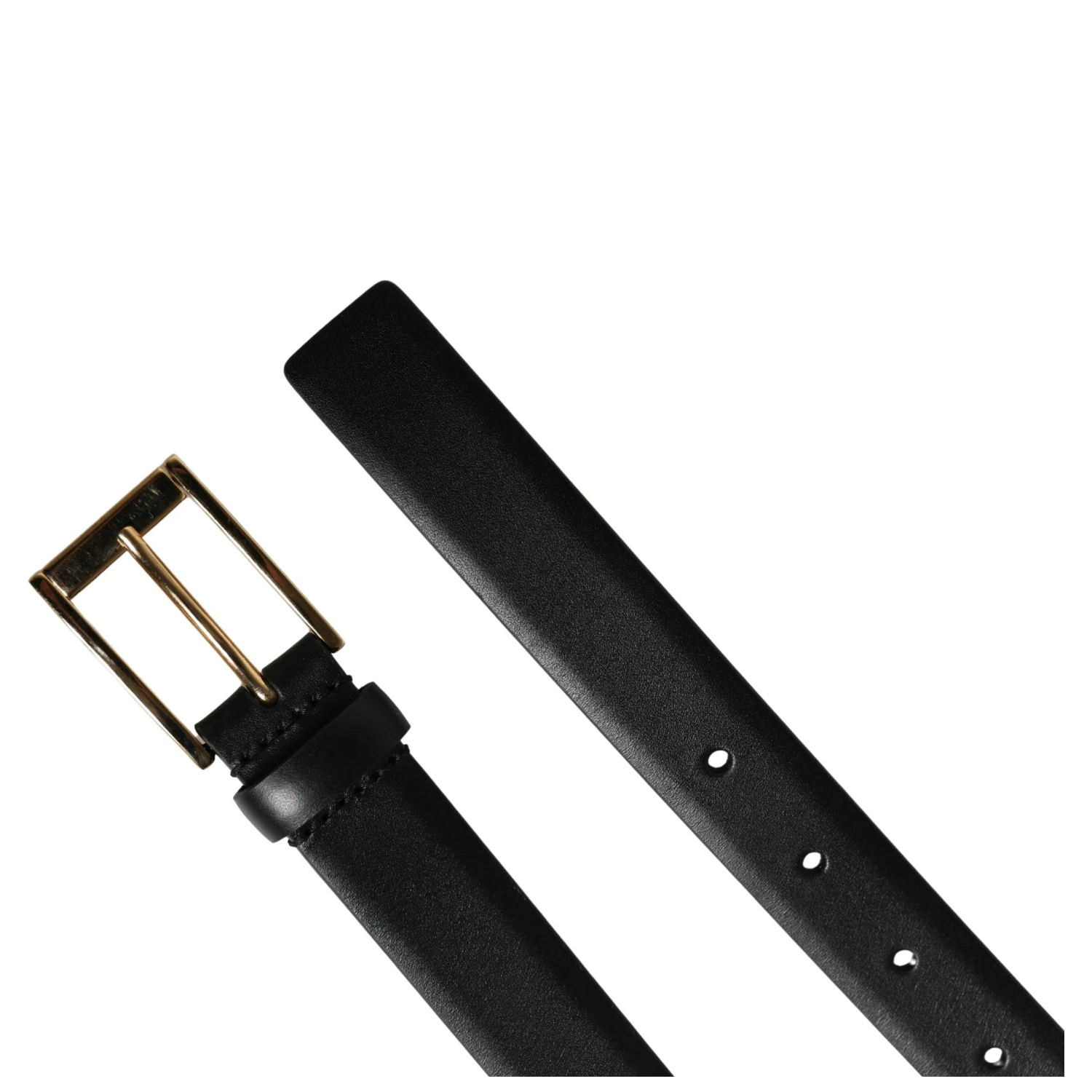 Men Black Classic Leather Metal Buckle Belt